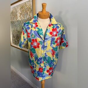 Vintage Tropical Hawaiian Shirt – Bold Floral Button Up – Retro